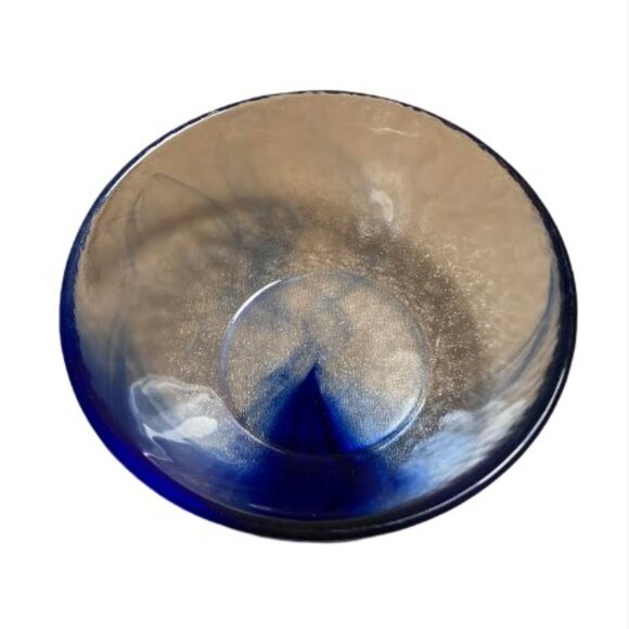 Bormioli Rocco Murano Cobalt Blue Swirl Vintage Art Glass Blue and Clear EUC - Picture 4 of 6